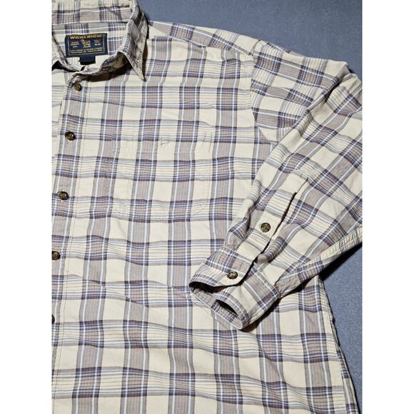 Woolrich Shirt Mens Extra Large Tan Plaid Long Sleeve Buttoned Down Western Wear - Picture 3 of 9